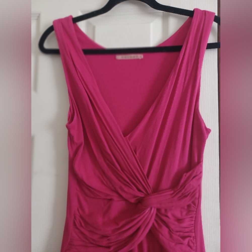 Anthropologie Dress Jersey Knit Top Knot Waist hot pink Velvet Graham Spencer S - Picture 6 of 6
